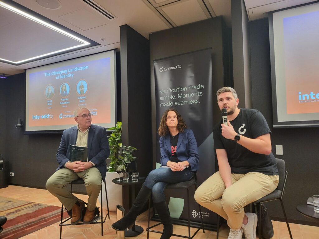 David, Victoria and Andrew on the panel at the Intersekt Pre-Event on Identity's Changing Landscape