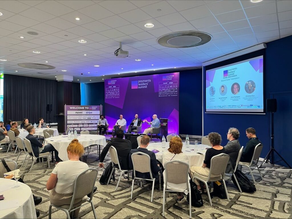 David Birch on stage with other panellists for the tokenisation session 
