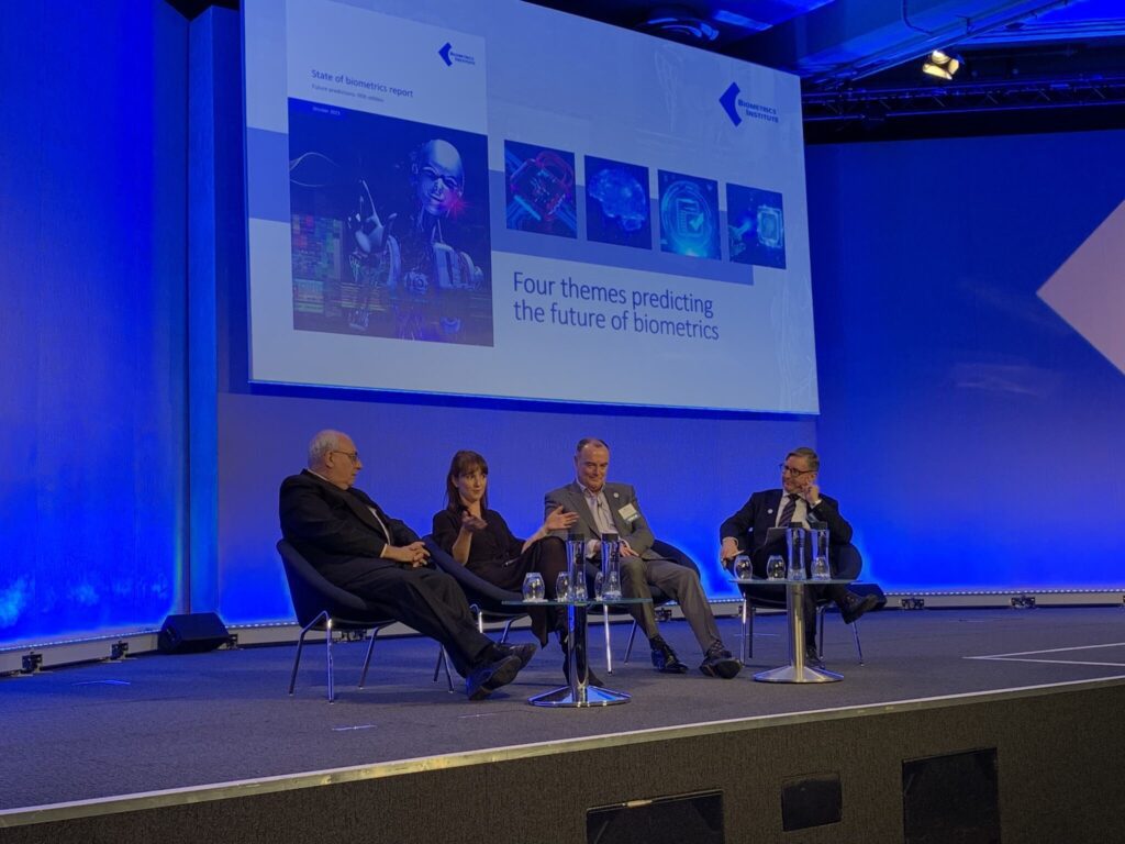panel discussion: David on stage with Moderator: Jakob Dam Glynstrup, Chairman and Director, Biometrics InstitutePanellists:
David Birch, Author, Advisor and Commentator on Digital Financial Services
Megan McLarnon, Global Privacy & Data Policy Lead, Meta
Mick O’Connell, Future Direction Group Member, Biometrics Institute