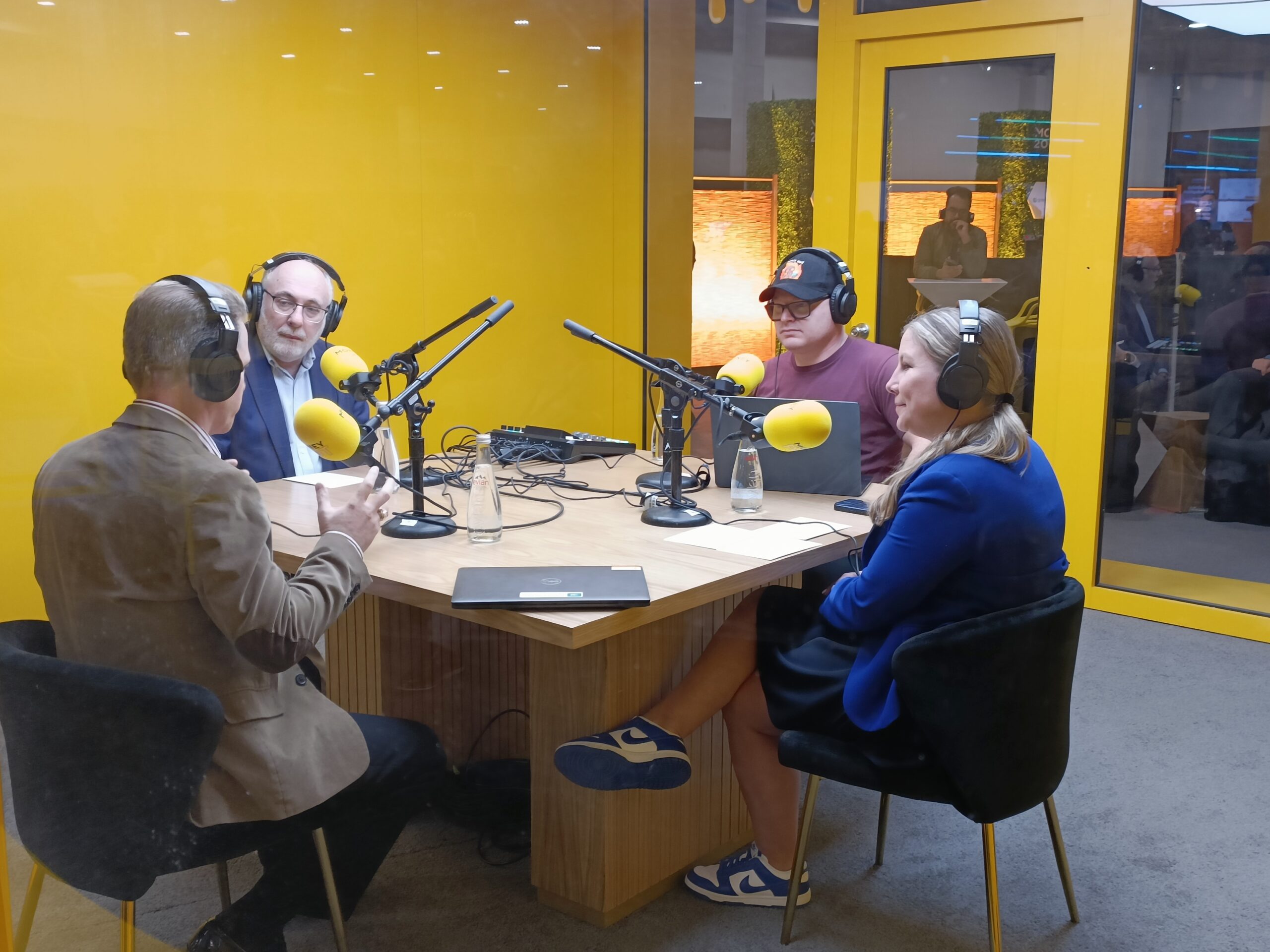 Image of Dave recording podcast with Eyal Sivan (“Mr. Open Banking”), Michelle Beyo from Open Finance Network Canada and, Don Cardinal, from FDX