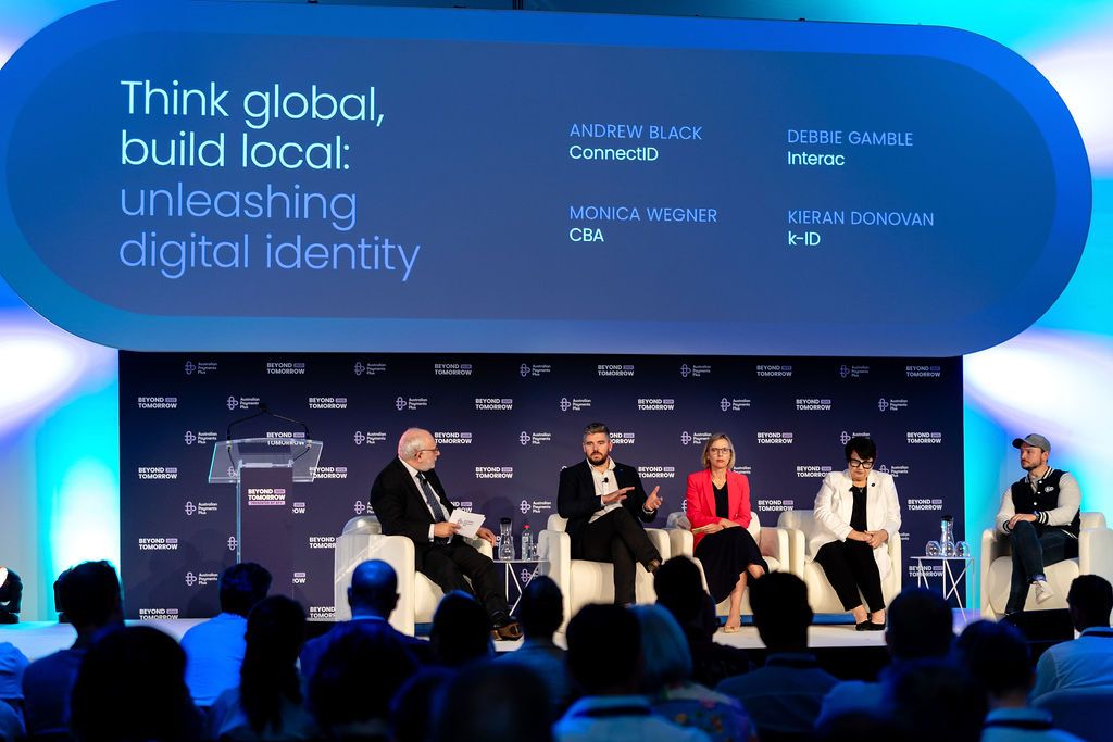 Digital Identity Tour Down Under 2025: Unleaching Digital Identity panel at Beyond Tomorrow. Image of Dave and panellists on stage