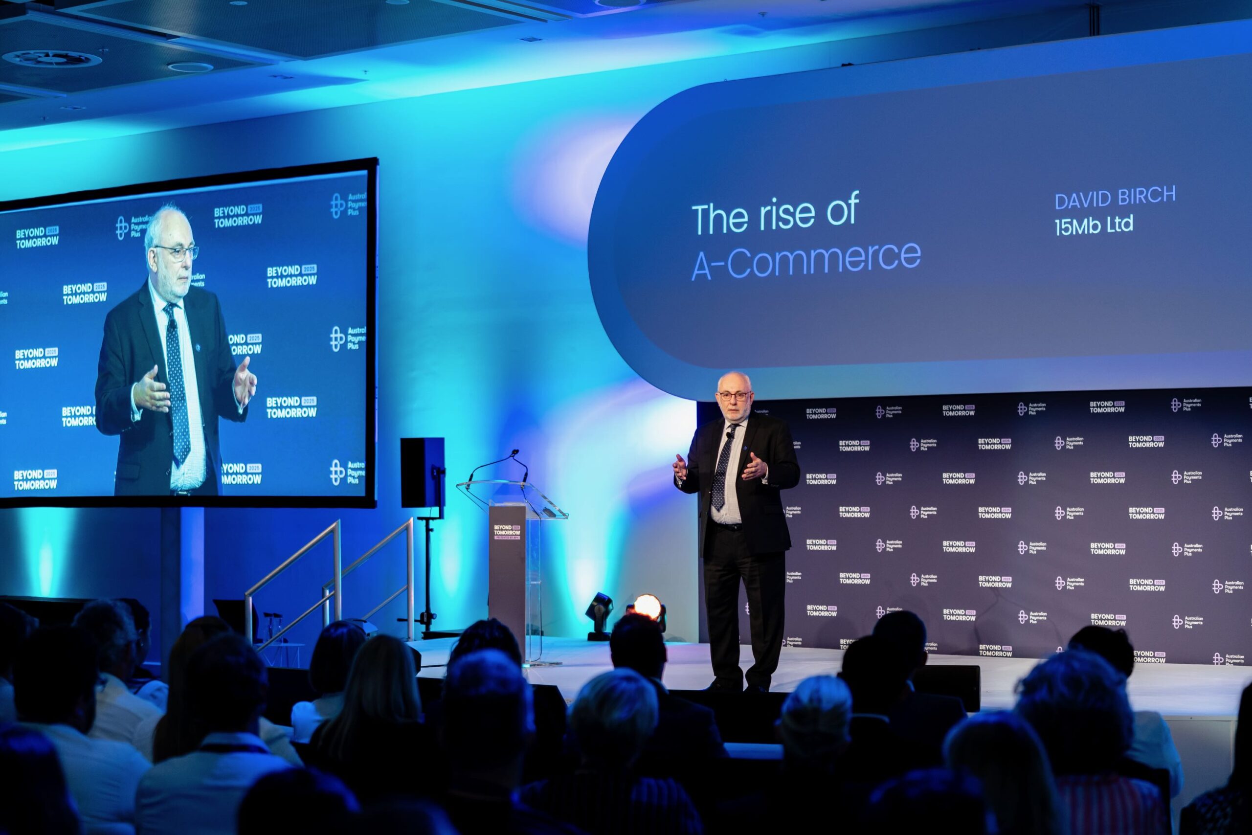 The Rise of A-Commerce - image of David on stage delivering his Plus Talk